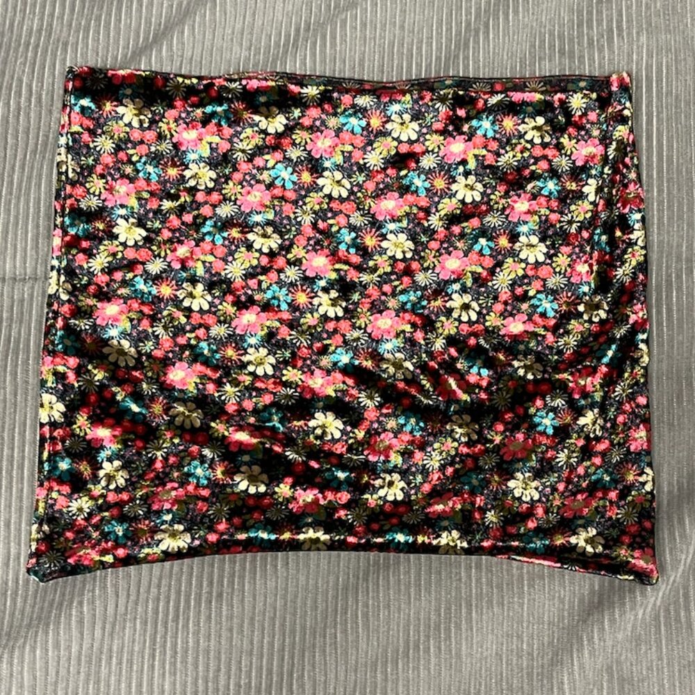 Brown Floral Velvet Tube Top, Natural Life, Size XS